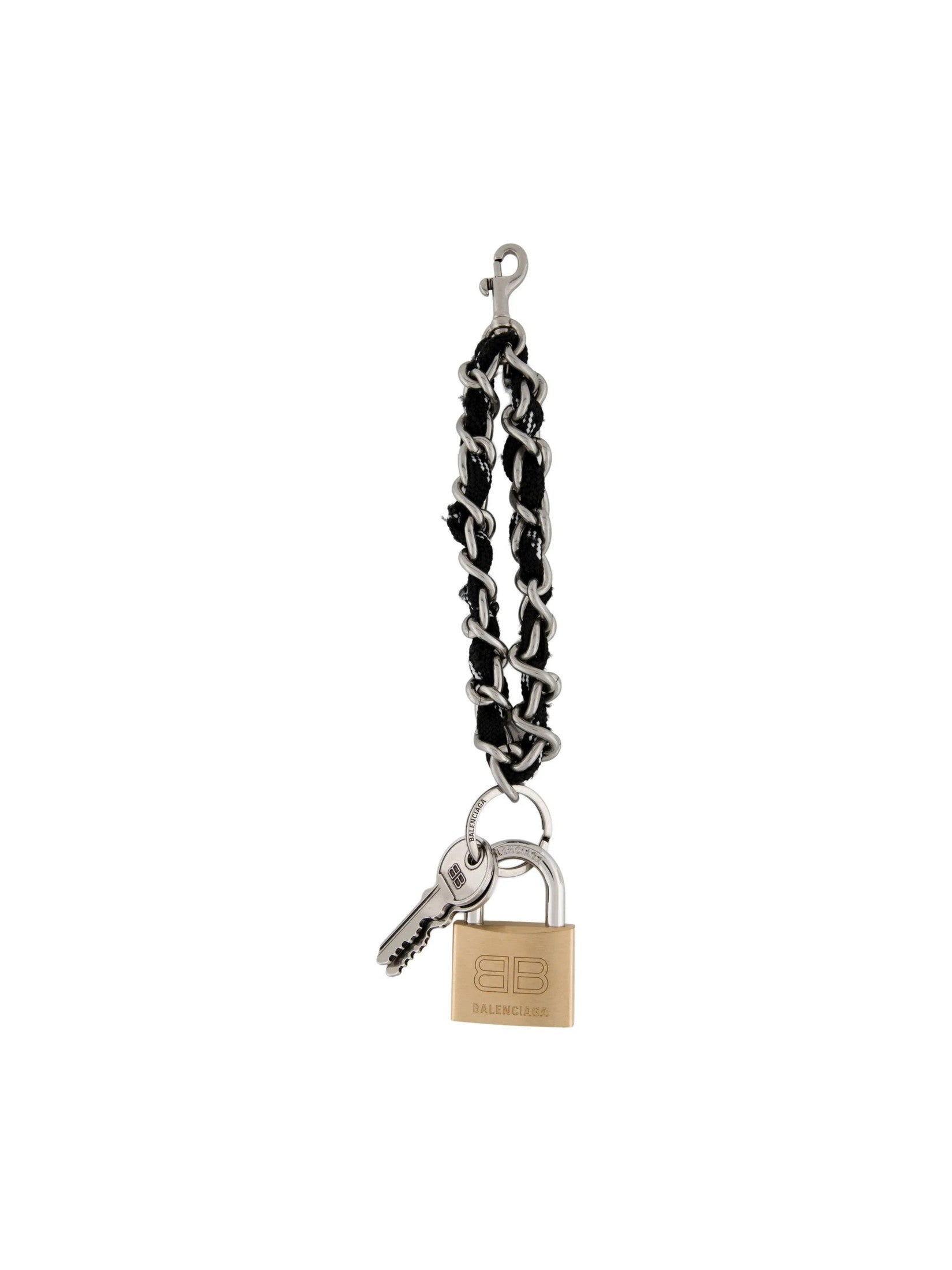 BALENCIAGA BB LOGO PADLOCK KEYRING