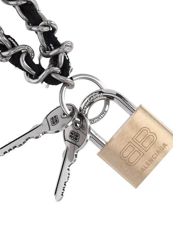 BALENCIAGA BB LOGO PADLOCK KEYRING