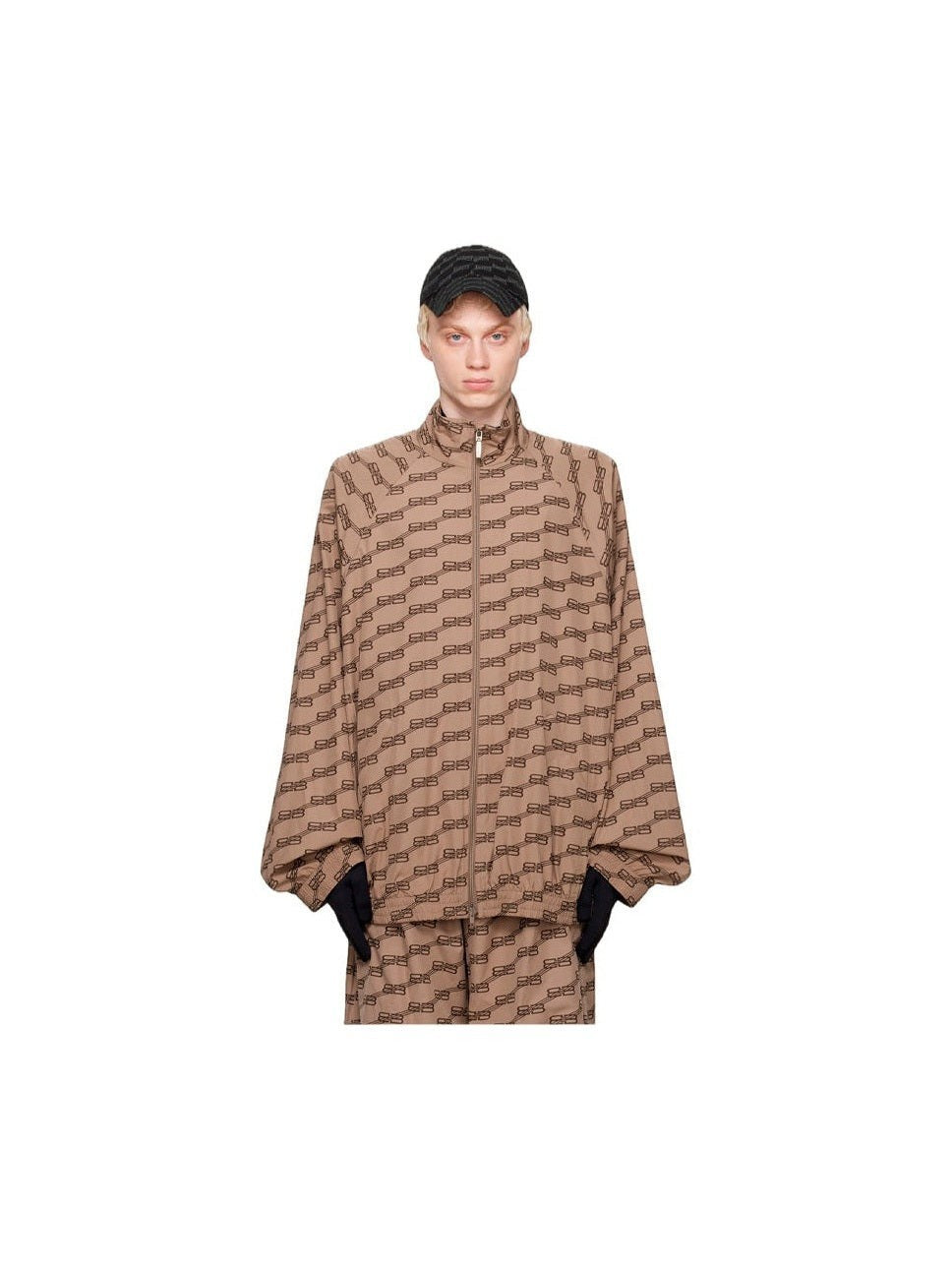 BALENCIAGA BB MONOGRAM BROWN NYLON JACKET BALENCIAGA The Hype Company