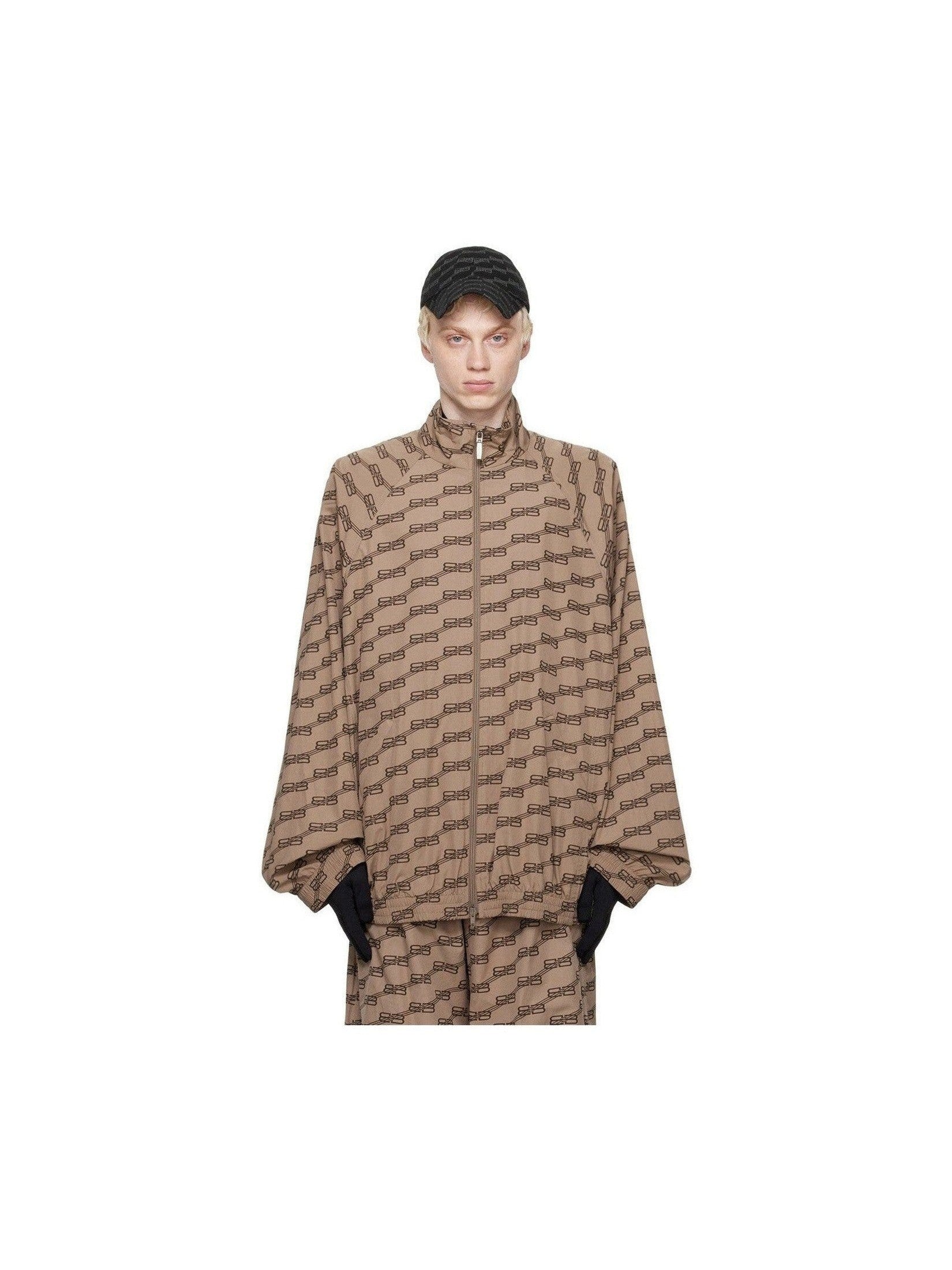 BALENCIAGA BB MONOGRAM BROWN NYLON JACKET BALENCIAGA The Hype Company