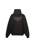BALENCIAGA BB RHINESTONES BACK BLACK HOODIE