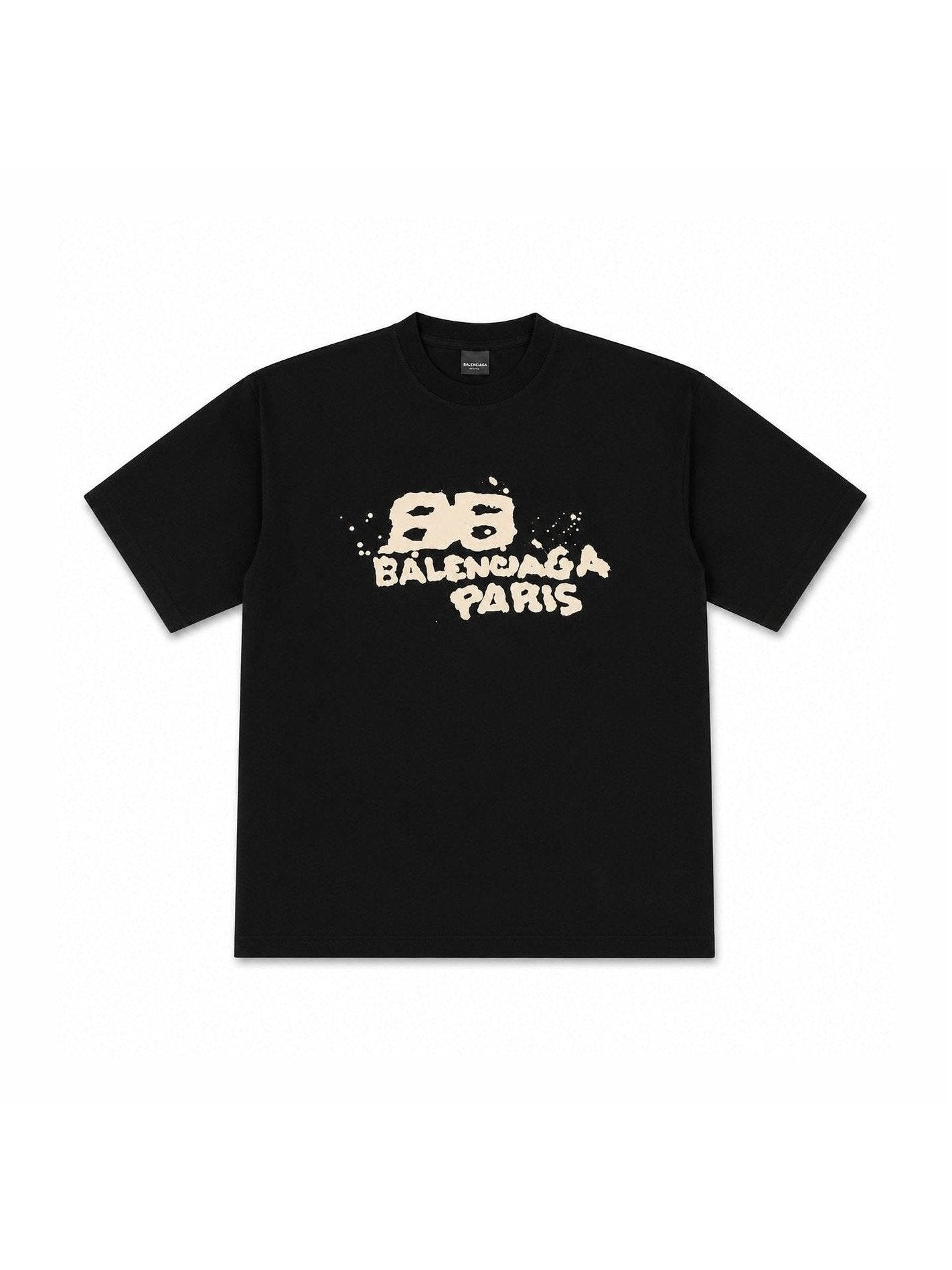 BALENCIAGA BLACK HAND DRAWN BB T-SHIRT BLACK
