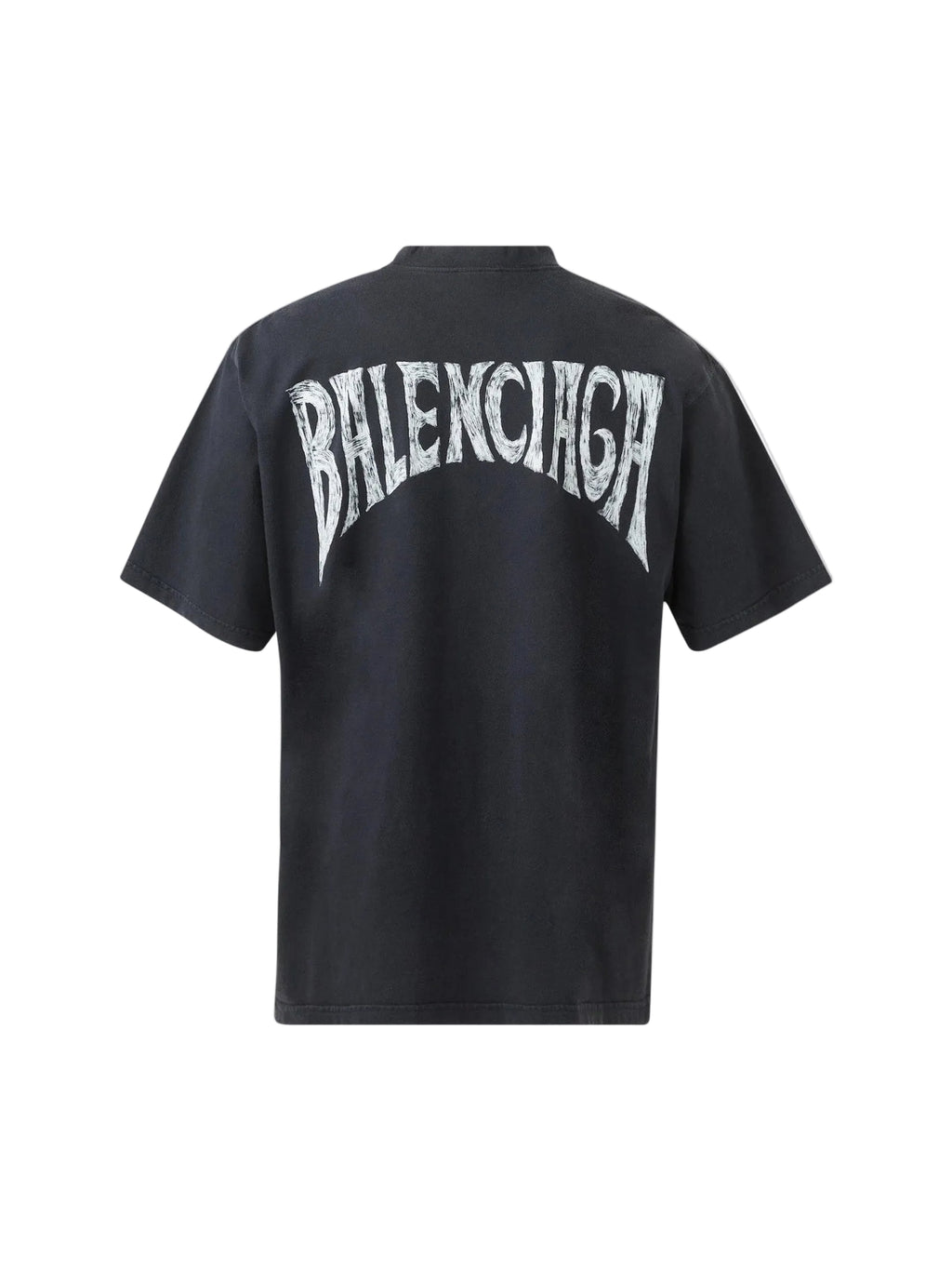 BALENCIAGA BLACK PAINTED BACK LOGO T-SHIRT