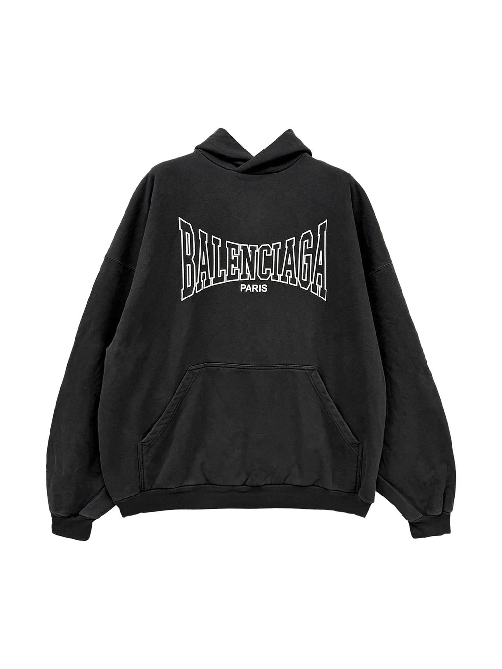 BALENCIAGA BOXING LARGE FIT HOODIE WASHED BLACK