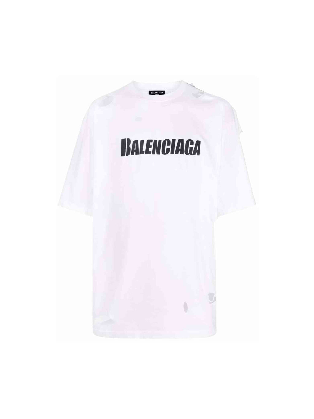 BALENCIAGA CAPS DESTROYED T-SHIRT WHITE