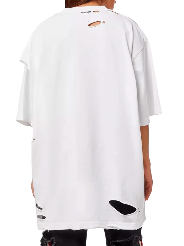 BALENCIAGA CAPS DESTROYED T-SHIRT WHITE