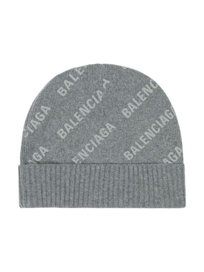 BALENCIAGA CASHMERE PUFF REFLECTIVE BEANIE GREY
