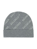 BALENCIAGA CASHMERE PUFF REFLECTIVE BEANIE GREY