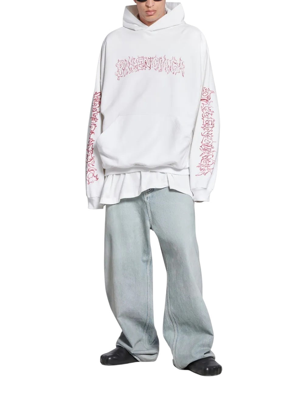BALENCIAGA DIY METAL HOODIE WHITE RED