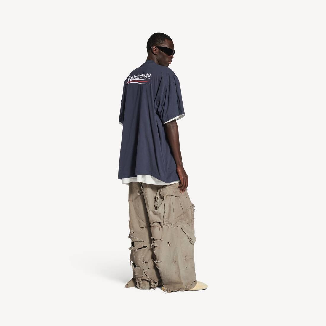 BALENCIAGA DOUBLE LAYERED CAMPAIGN T- SHIRT BLUE