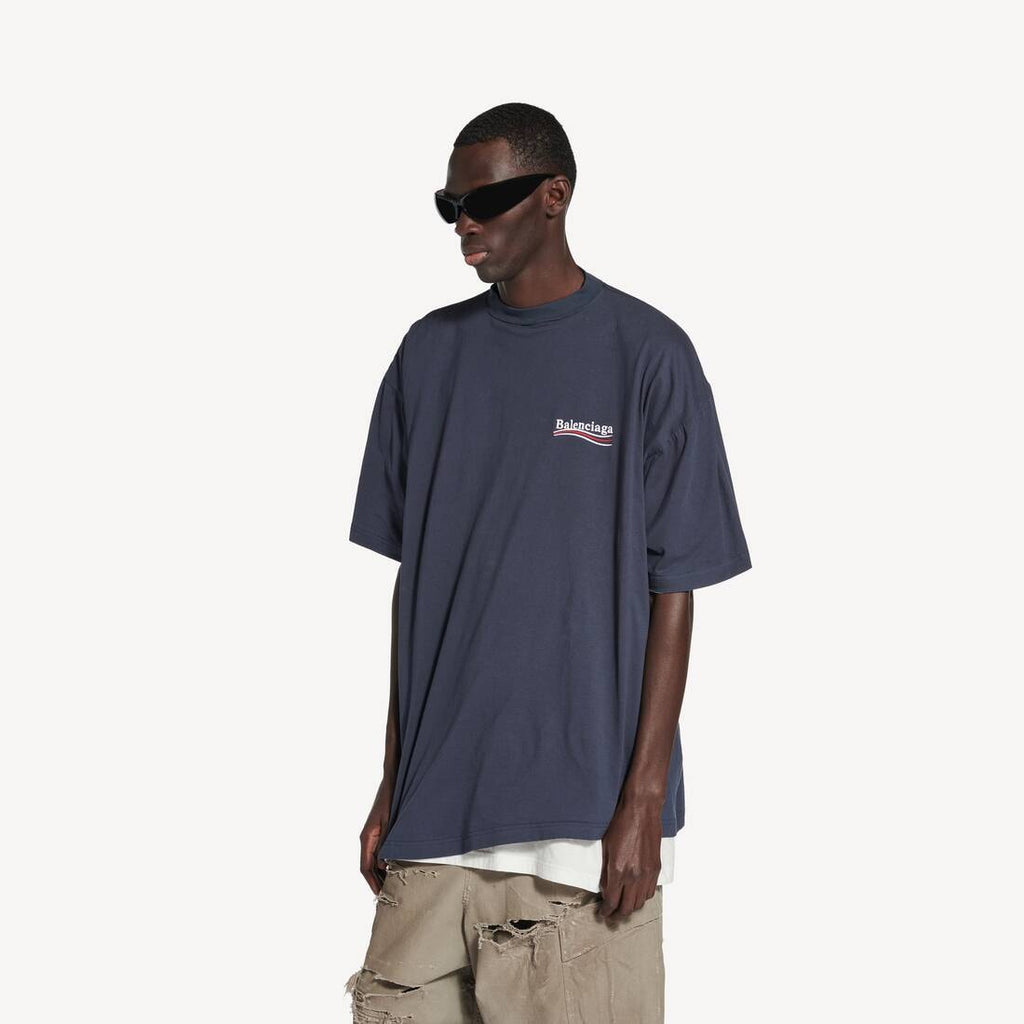 BALENCIAGA DOUBLE LAYERED CAMPAIGN T- SHIRT BLUE