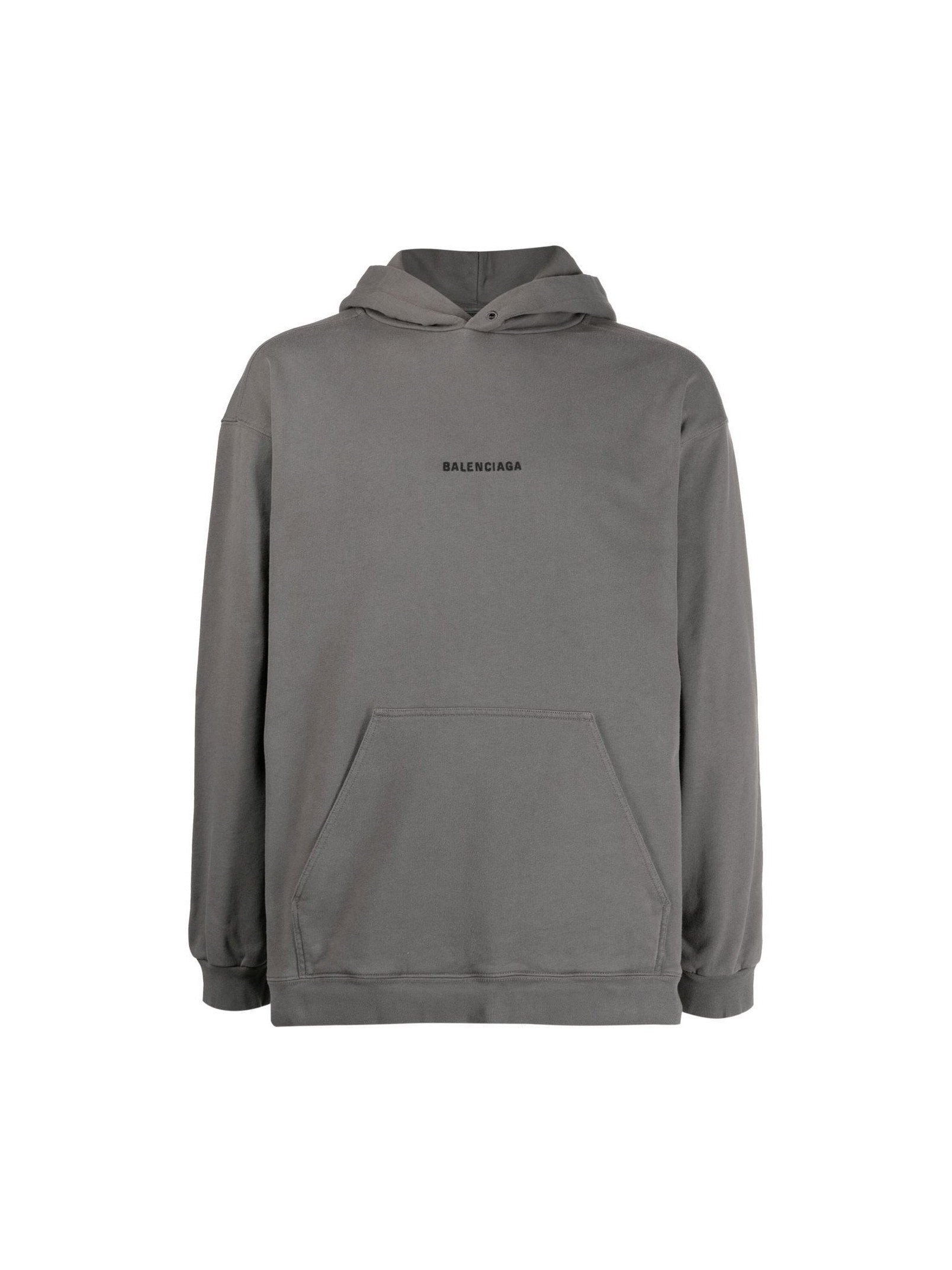 BALENCIAGA EMBROIDERED MINI LOGO GREY HOODIE