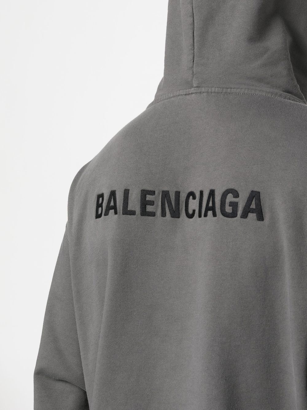 BALENCIAGA EMBROIDERED MINI LOGO GREY HOODIE