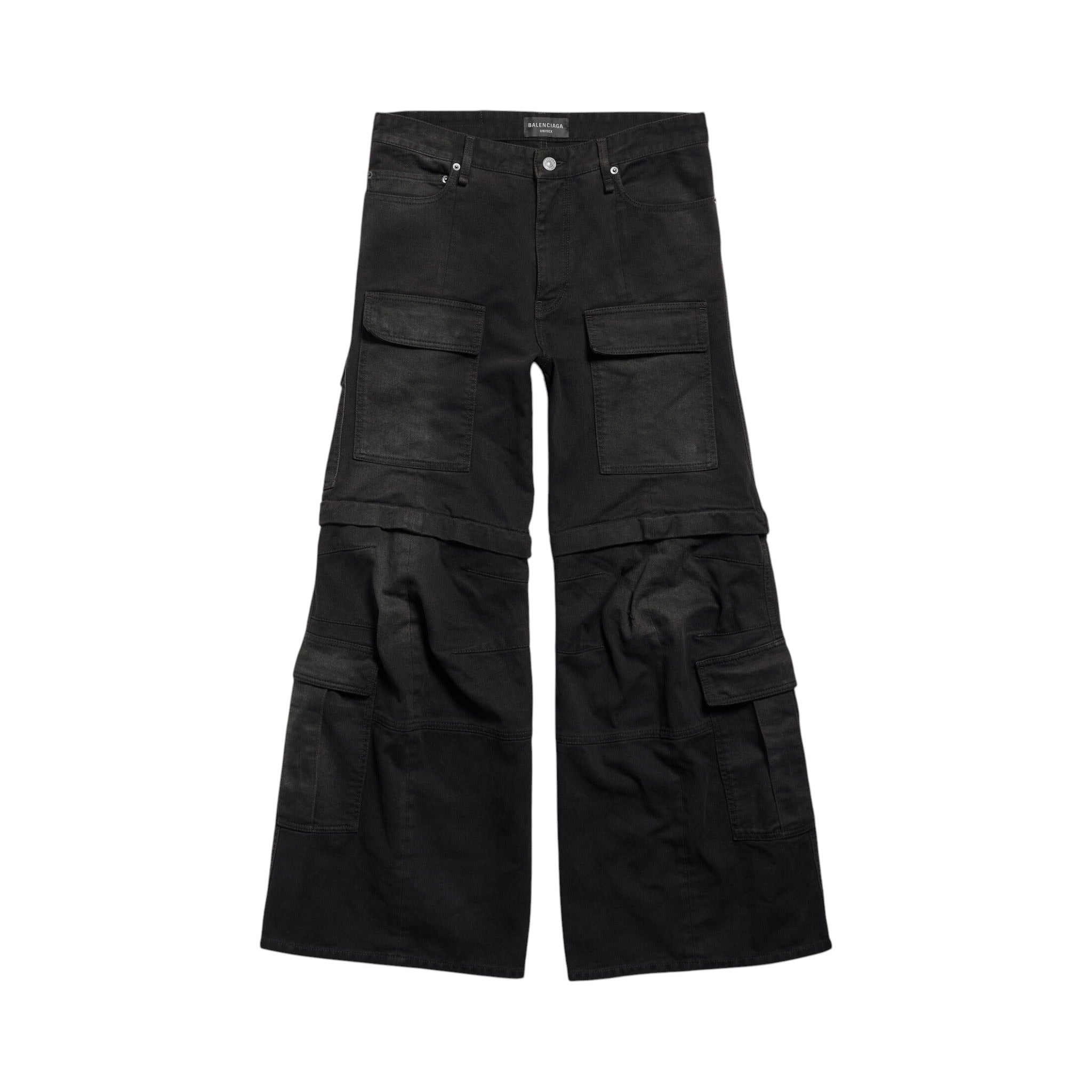 BALENCIAGA FLARED CARGO PANTS CONVERTIBLE BLACK