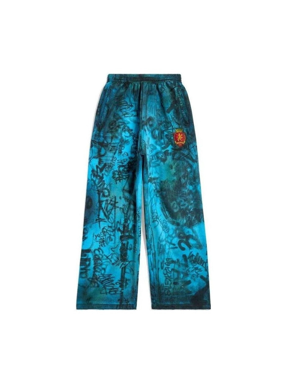 BALENCIAGA GRAFFITI SWEATPANTS BLUE