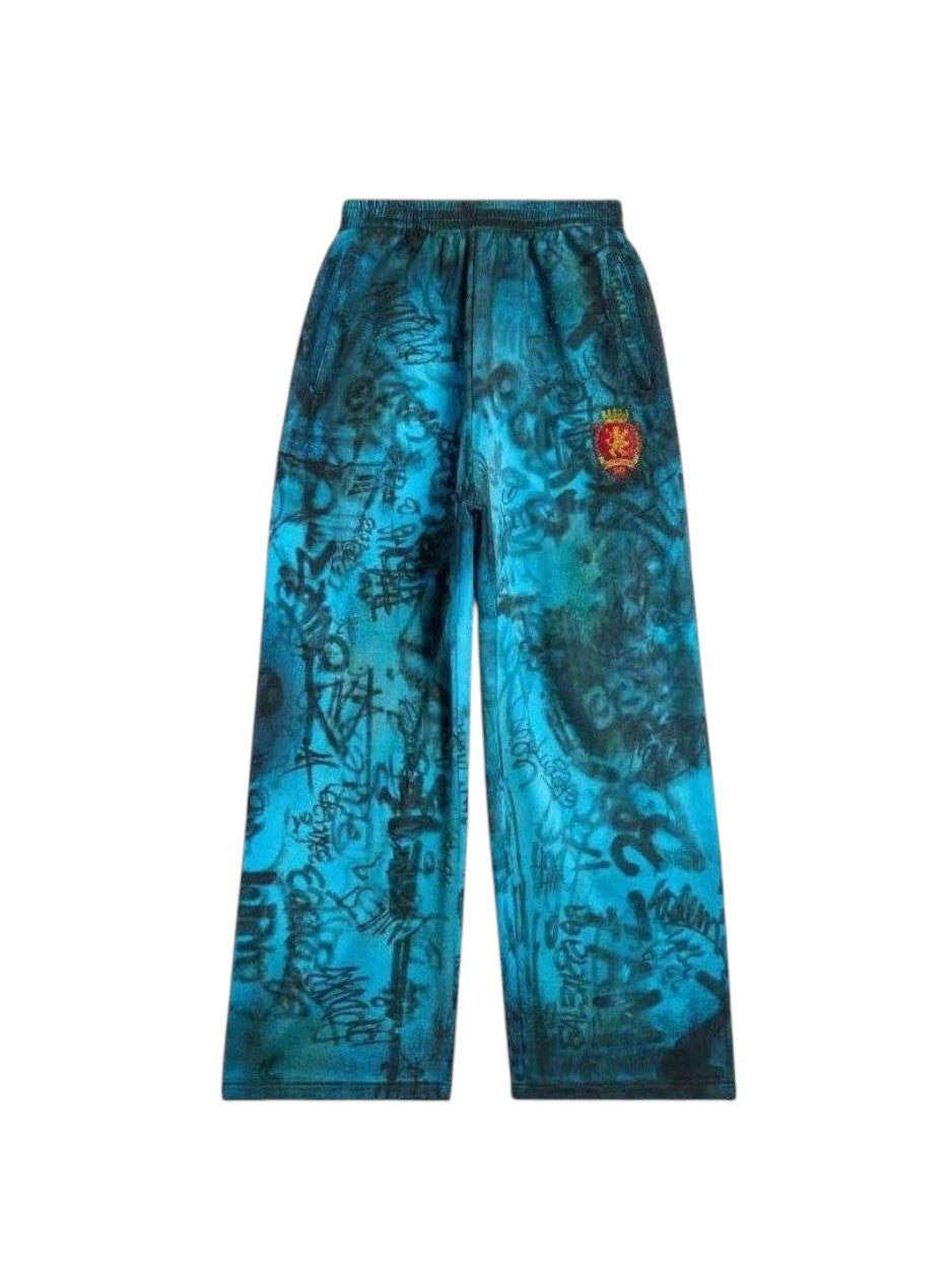BALENCIAGA GRAFFITI SWEATPANTS BLUE