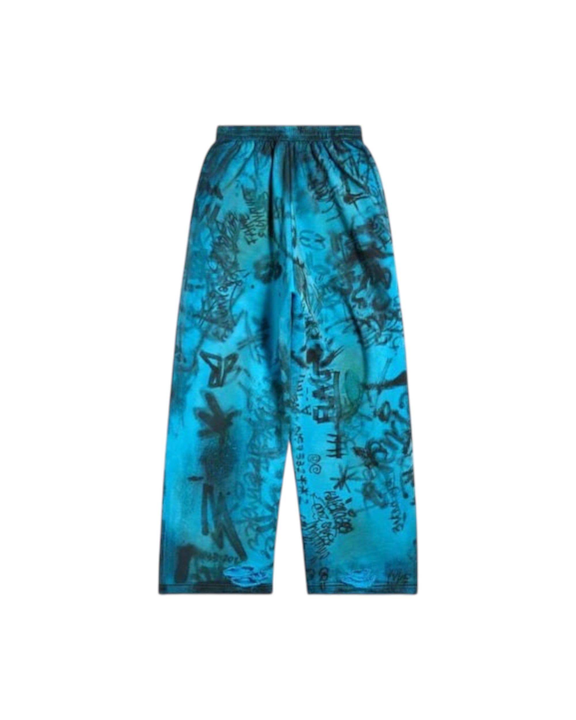 BALENCIAGA GRAFFITI SWEATPANTS BLUE