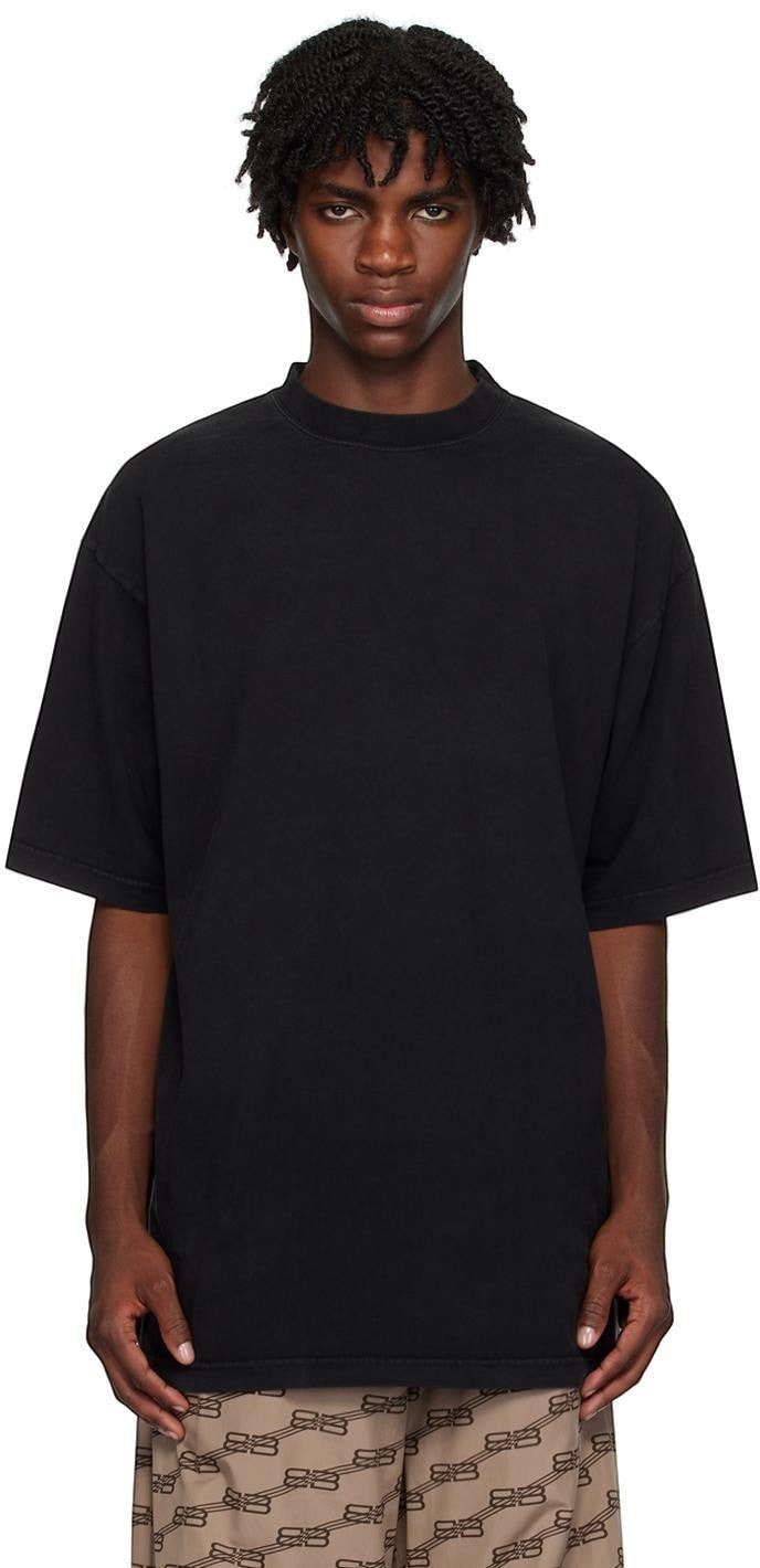 BALENCIAGA HANDWRITTEN RHINESTONE BACK BLACK T-SHIRT