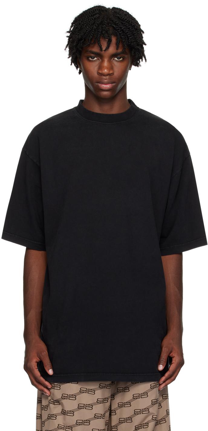 BALENCIAGA HANDWRITTEN RHINESTONE BACK BLACK T-SHIRT
