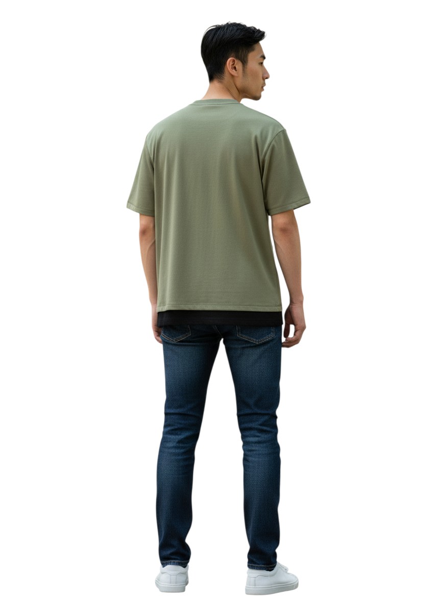 BALENCIAGA INSIDE OUT MILITARY GREEN T-SHIRT