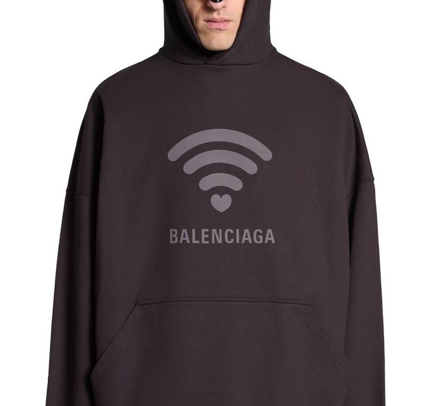 BALENCIAGA LOVE WIFI BLACK OVERSIZE HOODIE