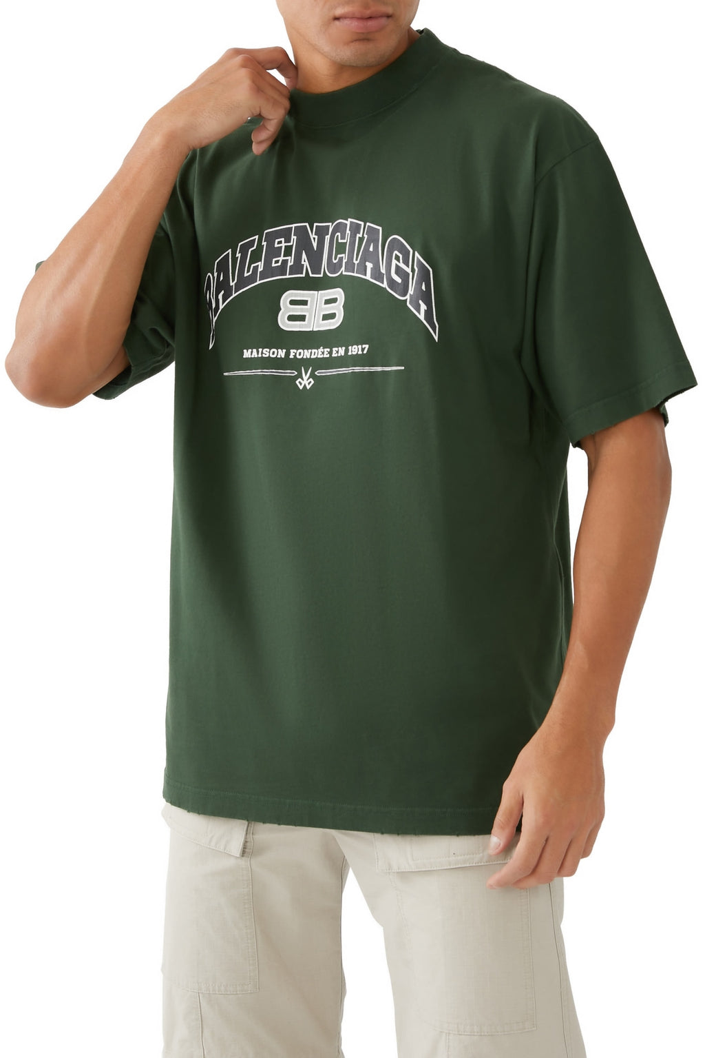 BALENCIAGA MAISON LOGO T-SHIRT GREEN