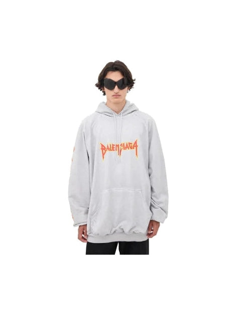 BALENCIAGA METAL LOGO HOODIE GREY BALENCIAGA The Hype Company