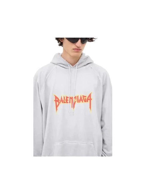 BALENCIAGA METAL LOGO HOODIE GREY BALENCIAGA The Hype Company