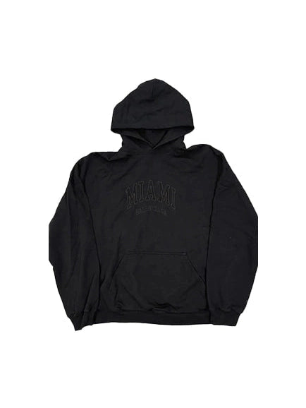BALENCIAGA MIAMI LOGO BLACK EMBROIDERED LOGO HOODIE BALENCIAGA The Hype Company