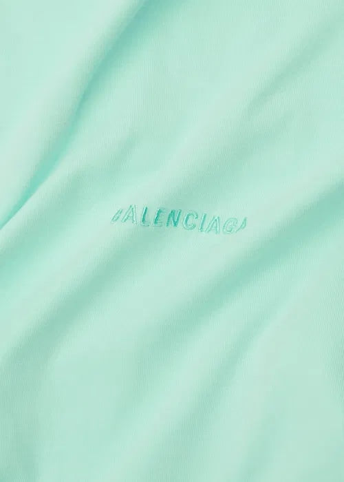 BALENCIAGA MINT LOGO EMBROIDERED T-SHIRT