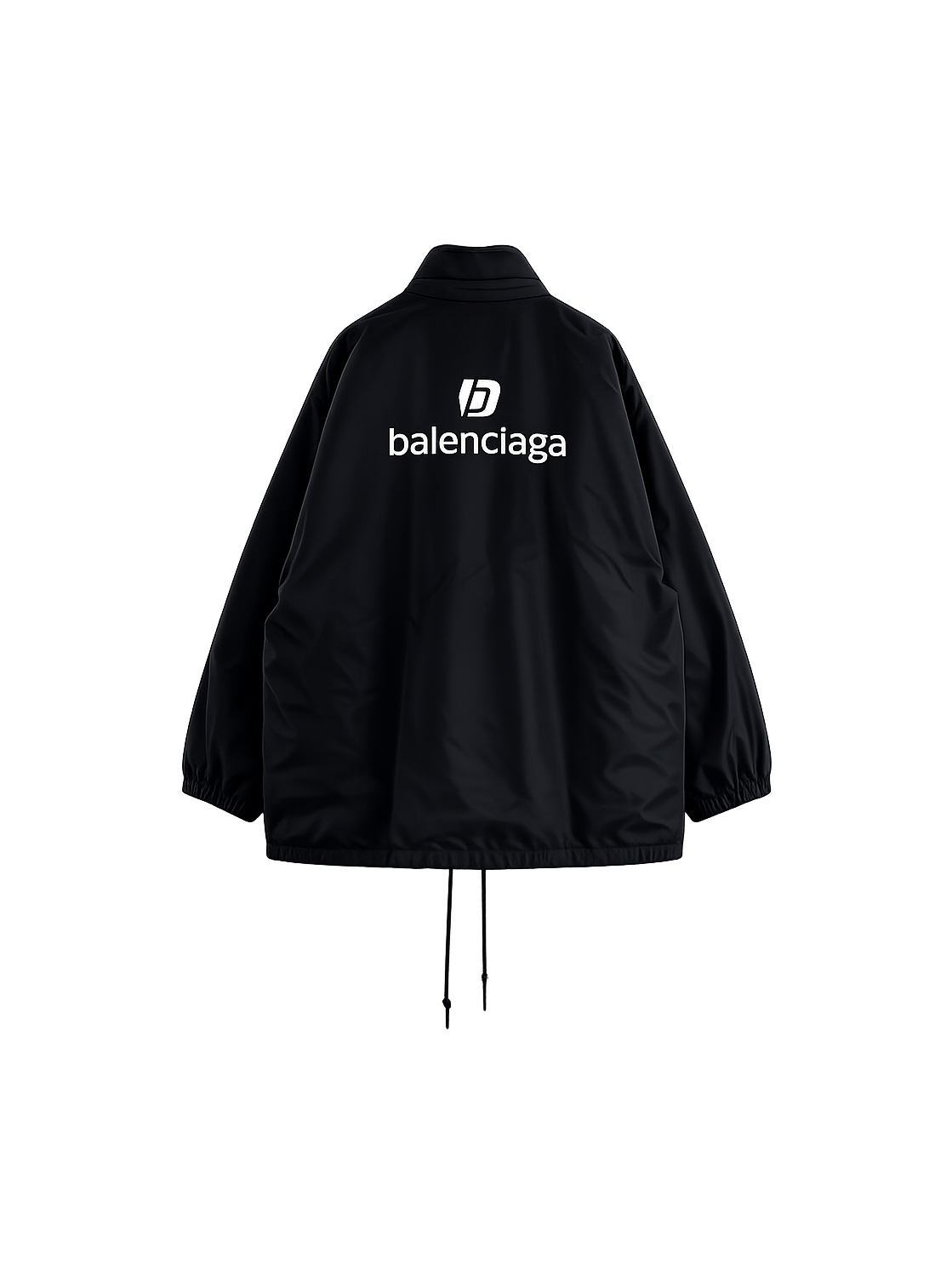 BALENCIAGA NYLON SOCCER MOTIF WINDBREAKER BLACK JACKET