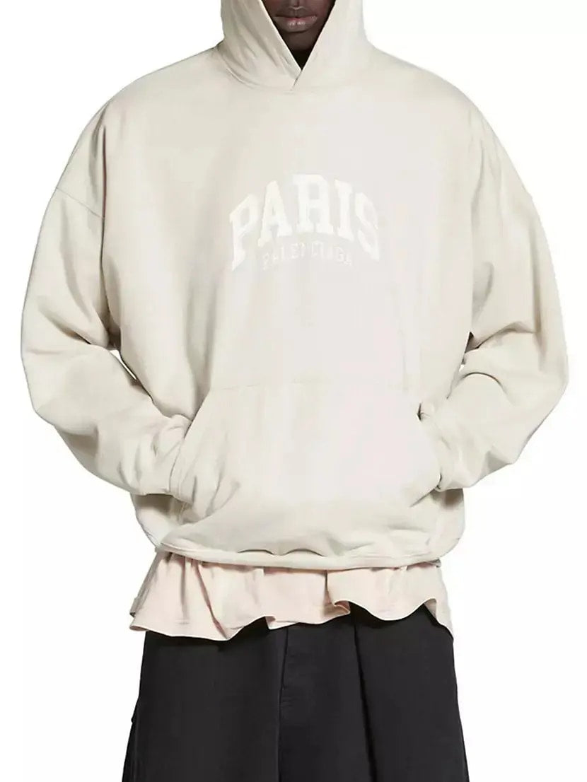 BALENCIAGA PARIS MOON OVERSIZED HOODIE BEIGE