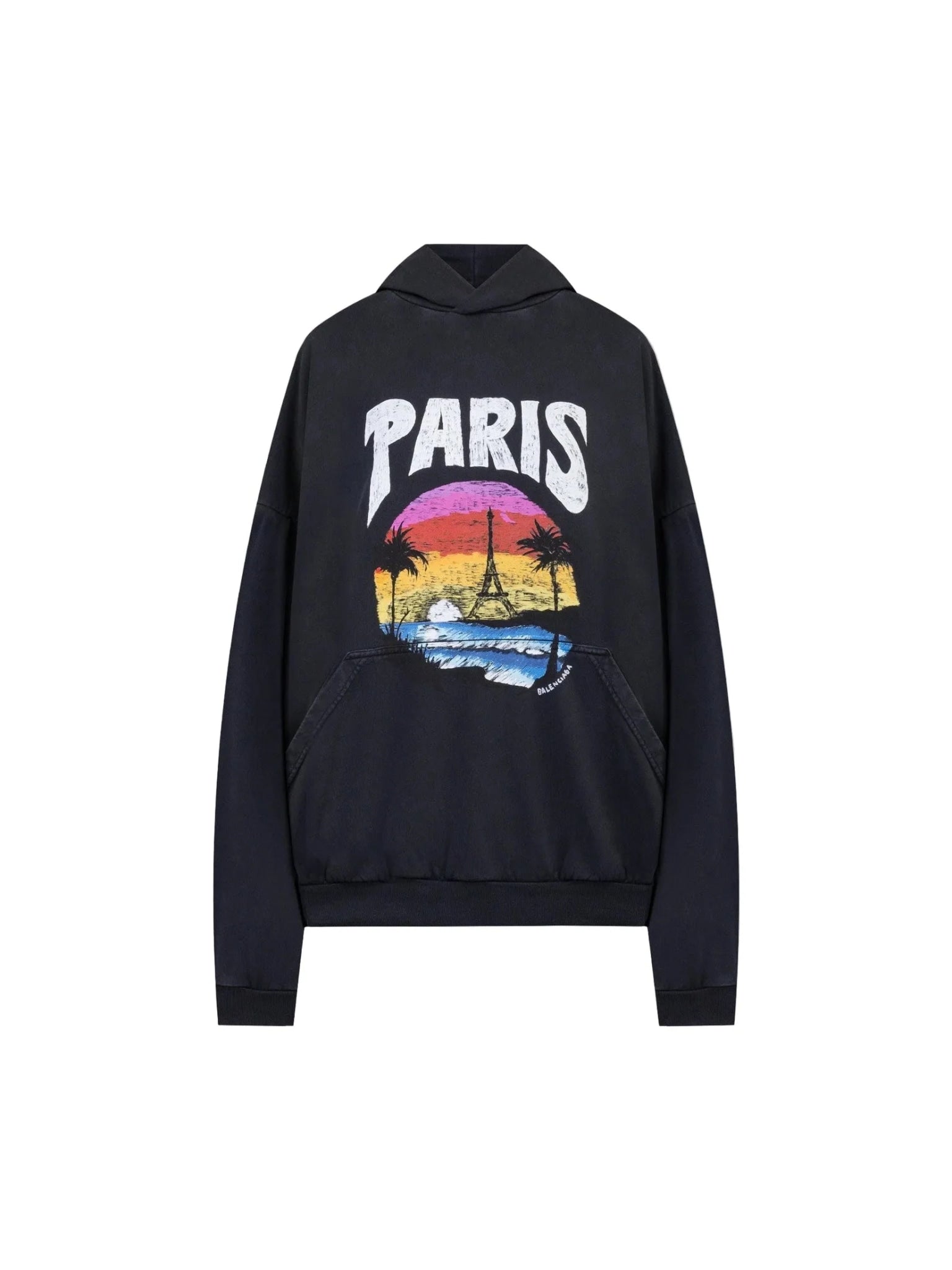BALENCIAGA PARIS TROPICAL BLACK HOODIE