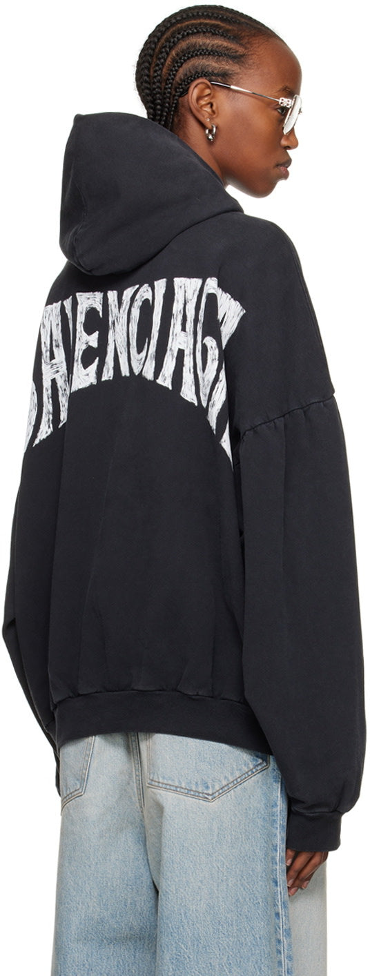BALENCIAGA PARIS TROPICAL BLACK HOODIE