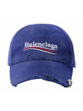 BALENCIAGA POLITICAL COTTON DRILL HAT BLUE