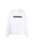 BALENCIAGA PRINT LOGO BOLD WHITE HOODIE