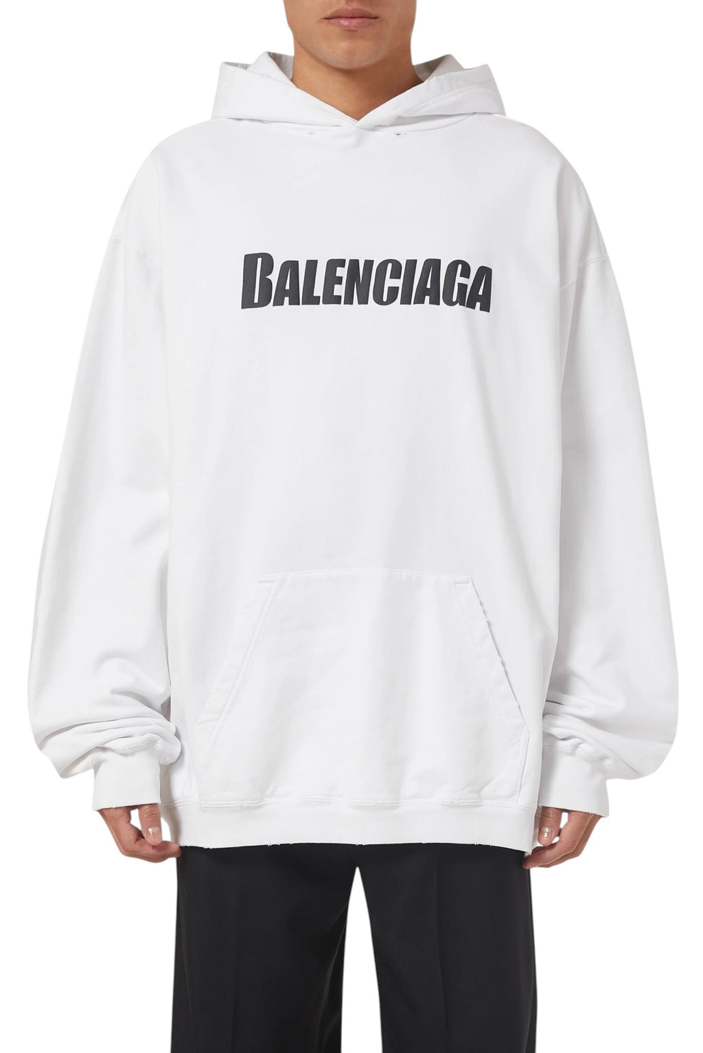 BALENCIAGA PRINT LOGO BOLD WHITE HOODIE