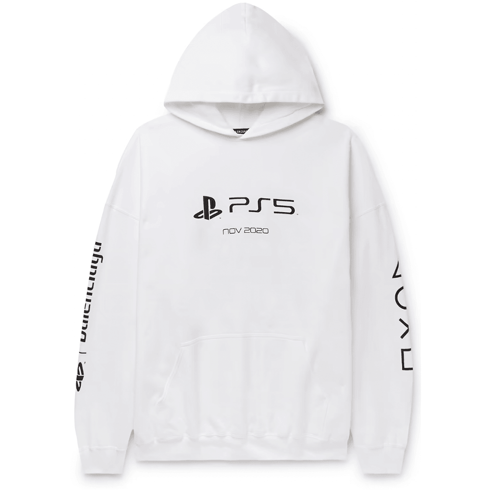 BALENCIAGA PS5 WHITE LOGO HOODIE