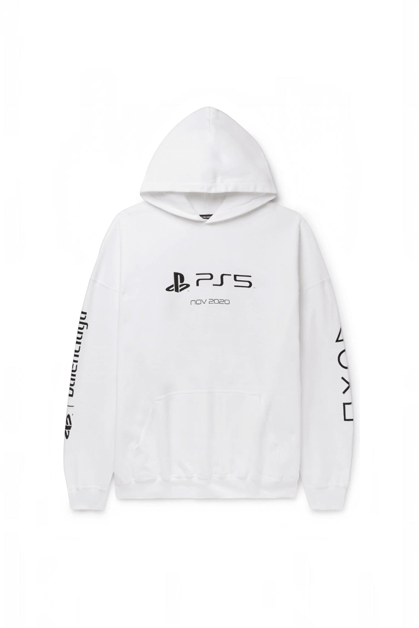 BALENCIAGA PS5 WHITE LOGO HOODIE