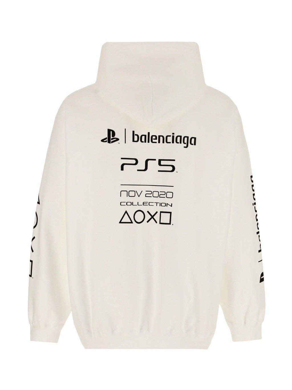 BALENCIAGA PS5 WHITE LOGO HOODIE