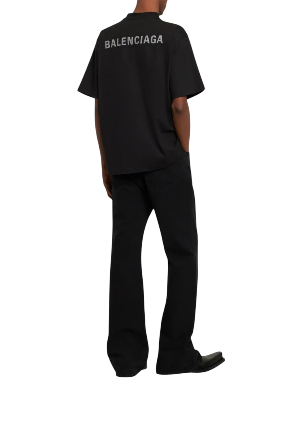 BALENCIAGA REFLECTIVE LOGO PRINTED T-SHIRT BLACK