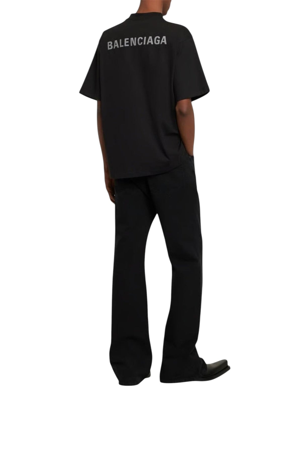 BALENCIAGA REFLECTIVE LOGO PRINTED T-SHIRT BLACK
