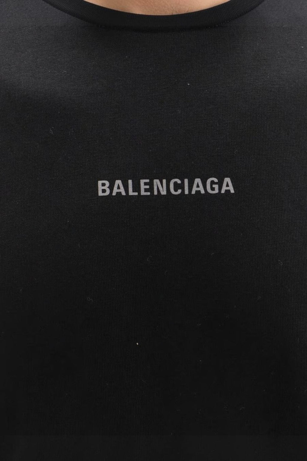 BALENCIAGA REFLECTIVE LOGO PRINTED T-SHIRT BLACK