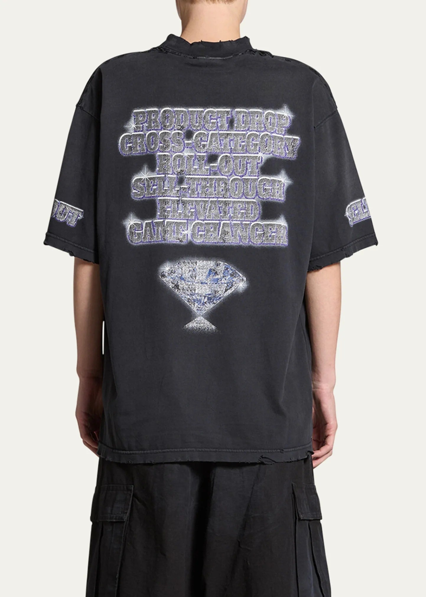 BALENCIAGA SEE NOW BUY NOW BLACK FADED T-SHIRT