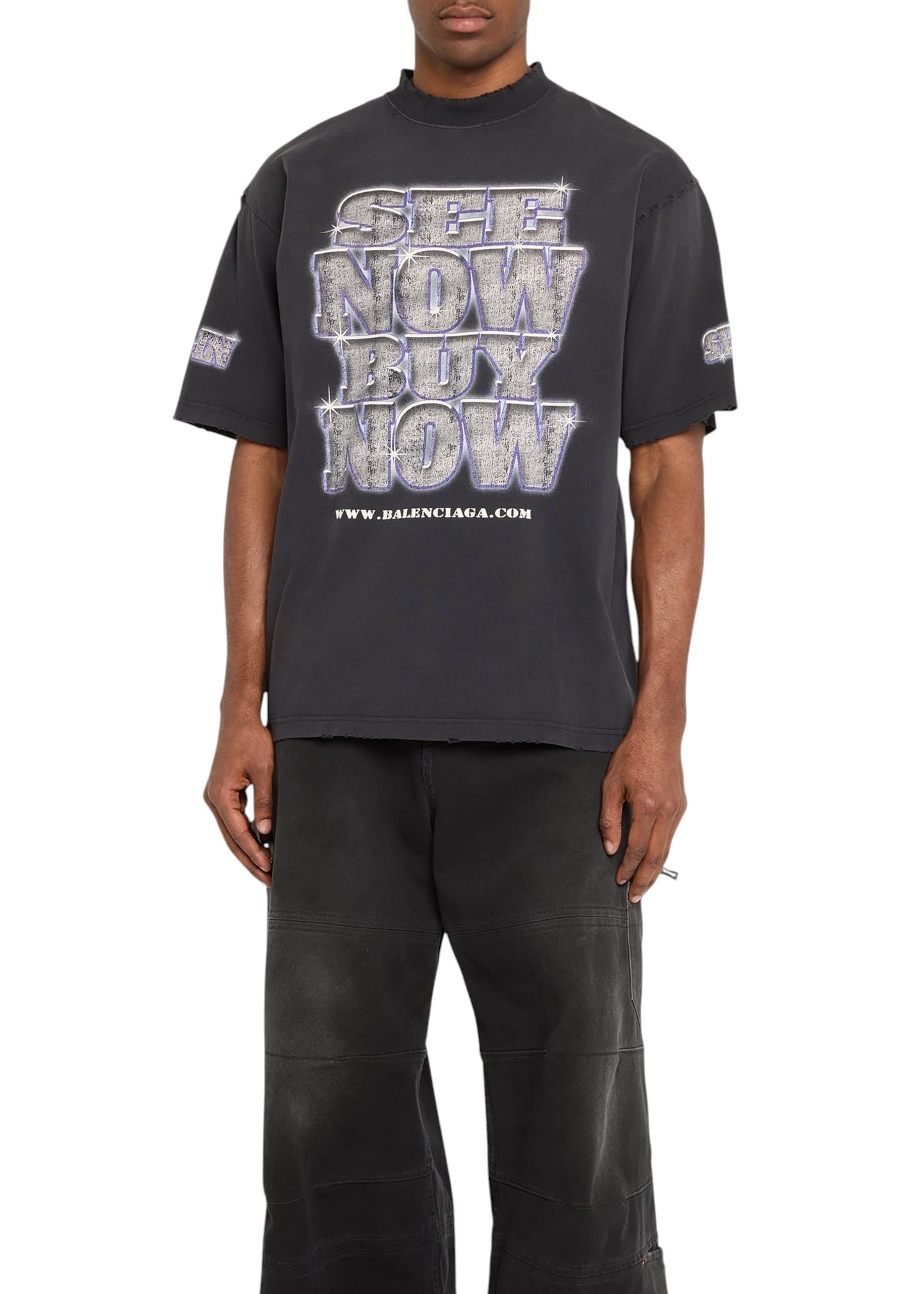 BALENCIAGA SEE NOW BUY NOW BLACK FADED T-SHIRT