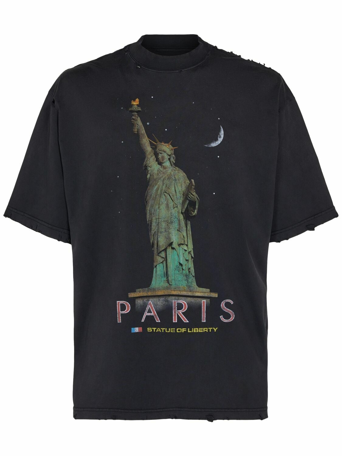 BALENCIAGA STATUE OF LIBERTY  T-SHIRT PARIS WASHED BLACK