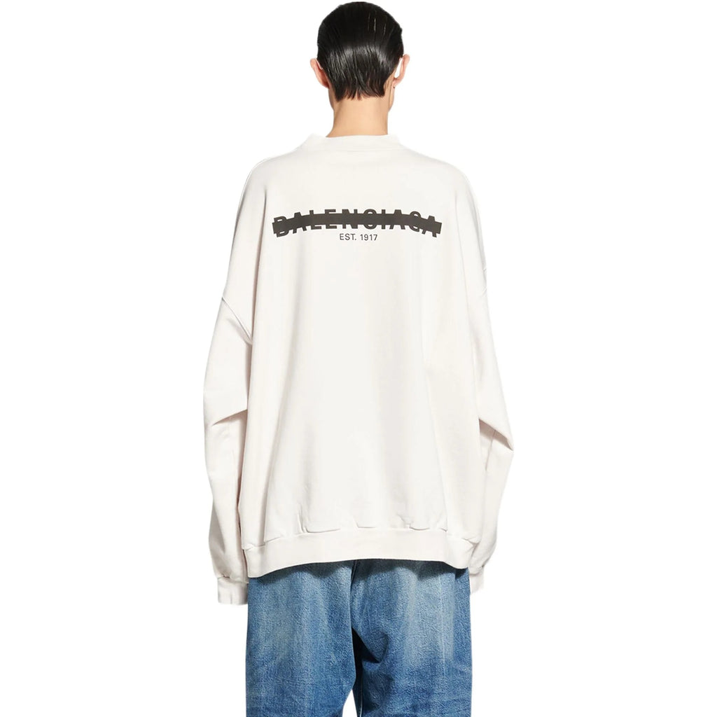 BALENCIAGA STRIKER LOGO WHITE CREWNECK