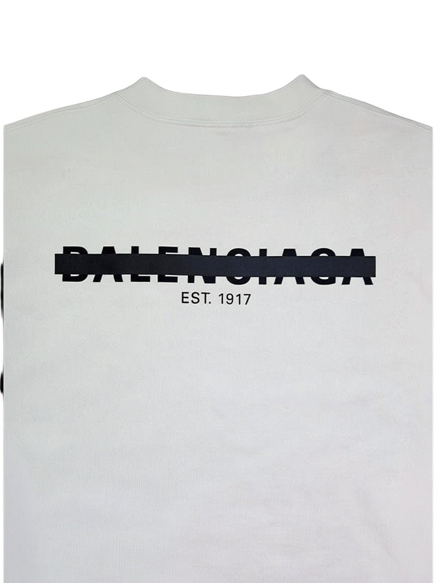 BALENCIAGA STRIKER LOGO WHITE CREWNECK