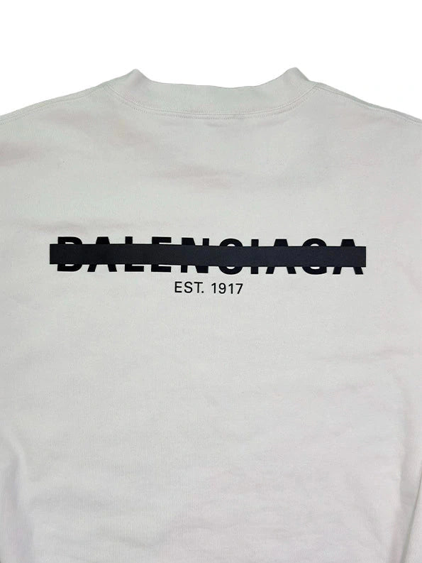 BALENCIAGA STRIKER LOGO WHITE CREWNECK BALENCIAGA The Hype Company