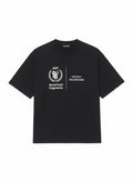 Camiseta negra de algodón The Hype Company con el logo del Programa Mundial de Alimentos y Balenciaga en el pecho